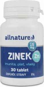 Allnature Cynk 15 mg skóra włosy paznokcie odporność 30 tabletek 1