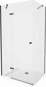 Mexen Mexen Roma kabina prysznicowa uchylna 90 x 110 cm, transparent, czarny + brodzik Flat, biały - 854-090-110-70-00-4010B 1