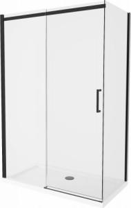 Mexen Mexen Omega kabina prysznicowa rozsuwana 130 x 70 cm, transparent, czarny + brodzik Flat, biały - 825-130-070-70-00-4010B 1