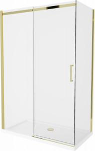 Mexen Mexen Omega kabina prysznicowa rozsuwana 130 x 100 cm, transparent, złoty + brodzik Flat - 825-130-100-50-00-4010 1