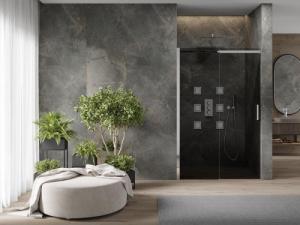 Mexen Mexen Omega drzwi prysznicowe rozsuwane 140 cm, grafit, chrom - 825-140-000-01-40 2