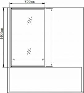 Wanna Mexen Mexen Cubik wanna prostokątna 150 x 70 cm z obudową i parawanem 1-skrzydłowym 80 cm, czarny wzór fix - 550315070X9308007077 5