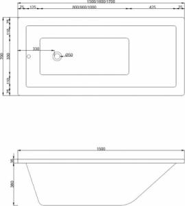 Wanna Mexen Mexen Cubik wanna prostokątna 150 x 70 cm z obudową i parawanem 1-skrzydłowym 70 cm, czarny wzór fix - 550315070X9307007070 4