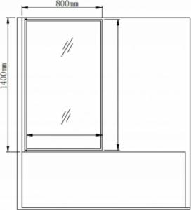 Wanna Mexen Mexen Vega wanna prostokątna 150 x 70 cm z obudową i parawanem 1-skrzydłowym 80 cm, czarny wzór fix - 550115070X9308007077 4