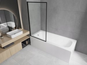 Wanna Mexen Mexen Vega wanna prostokątna 150 x 70 cm z obudową i parawanem 1-skrzydłowym 70 cm, czarny wzór fix - 550115070X9307007070 6