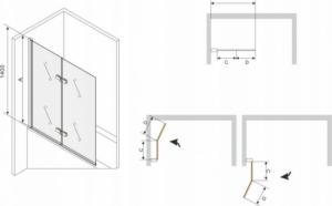 Wanna Mexen Mexen Cubik wanna prostokątna 170 x 70 cm z obudową i parawanem 2-skrzydłowym 100 cm, transparent, chrom - 550317070X9010020100 6