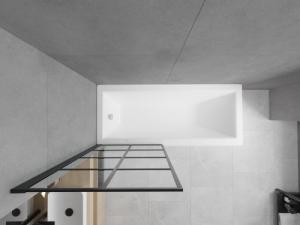 Wanna Mexen Mexen Cubik wanna prostokątna 160 x 70 cm z obudową i parawanem 1-skrzydłowym 80 cm, czarny wzór fix - 550316070X9308007077 3