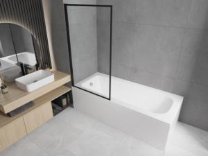 Wanna Mexen Mexen Vega wanna prostokątna 170 x 70 cm z obudową i parawanem 1-skrzydłowym 70 cm, czarny wzór fix - 550117070X9307007070 2