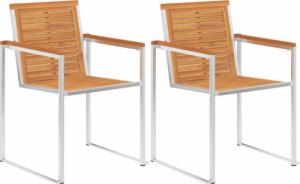 vidaXL vidaXL Krzesła ogrodowe z poduszkami, 2 szt., drewno akacjowe i stal 2