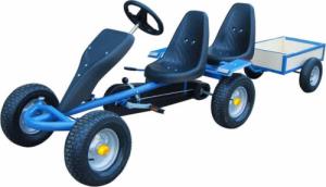 vidaXL Gokart na pedały, niebieski z dodatkowym siedzeniem i przyczepką 1