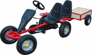vidaXL Gokart na pedały, czerwony z dodatkowym siedzeniem i przyczepką 1