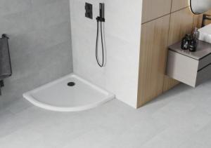 Brodzik Mexen Mexen Flat brodzik półokrągły slim 70 x 70 cm, biały, syfon czarny - 41107070B 2