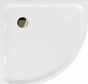 Brodzik Mexen Mexen Flat brodzik półokrągły slim 70 x 70 cm, biały, syfon złoty - 41107070G 4