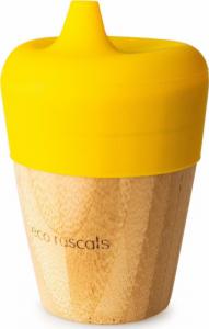 ECO RASCALS ECORASCALS Kubek bambusowy o pojemności 190 ml z silikonową nakładką w kolorze żółtym one size 1