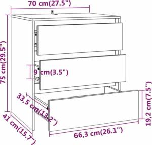 vidaXL 3-cz. szafka boczna, biała 7