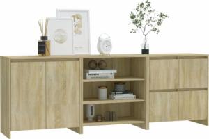 vidaXL 3-częściowa szafka boczna, dąb sonoma, materiał drewnopochodny 3