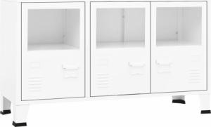 vidaXL Szafka industrialna, biała, 105x35x62 cm, metal i szkło 2