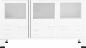 vidaXL Szafka industrialna, biała, 105x35x62 cm, metal i szkło 3