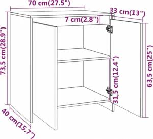 vidaXL Szafka, biała, 70x40x73,5 cm, płyta wiórowa 9