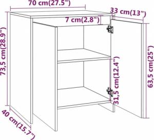 vidaXL Szafka, szarość betonu, 70 x 40 x 73,5 cm, płyta wiórowa 9