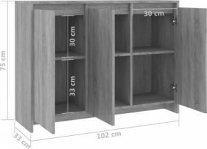 vidaXL Szafka, szary dąb sonoma, 102x33x75 cm, płyta wiórowa 8