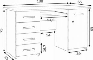 Biurko MartigoPlus Mirek Dąb Sonoma 138 cm x 65 cm 9