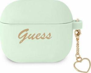 Guess Etui ładujące Silicone Charm Heart Collection do AirPods 3 zielone 1