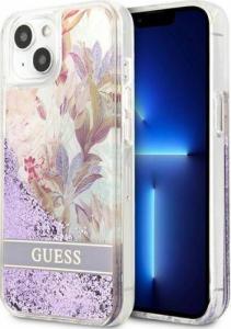 Guess Guess GUHCP13SLFLSU iPhone 13 mini 5,4" fioletowy/purple hardcase Flower Liquid Glitter 1