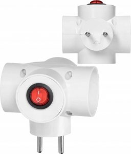 Timex Rozgałęźnik 3 gniazda b/uziemienia i wyłącznikiem R-30W (BI) 3