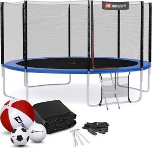 Trampolina ogrodowa Hop-Sport ogrodowa HS-T14A z siatką zewnętrzną 14 FT 427 cm niebieska 1