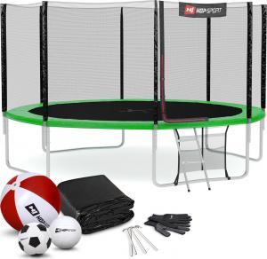 Trampolina ogrodowa Hop-Sport ogrodowa HS-T14A z siatką zewnętrzną 14 FT 427 cm zielona 1