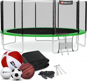 Trampolina ogrodowa Hop-Sport ogrodowa HS-T16A z siatką zewnętrzną 16 FT 488 cm zielona 1