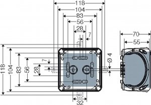 Hensel Puszka odgałęźna do instalacji wewnętrznych czarna IP66 z dławnicami membranowymi 104x104x70mm DK 0400 B 62000297 2