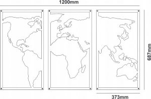 Decolicious Dekoracyjna Mapa Świata TRYPTYK 8