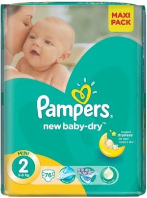 Pieluszki Pampers Pieluchy New Baby Dry 2 Mini 76 SZT.  (735878) 1