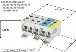 Incobex Listwa zaciskowa pięciopolowa ZGX 5x35 mm2 (3P+N+PE) ENE-00390 4