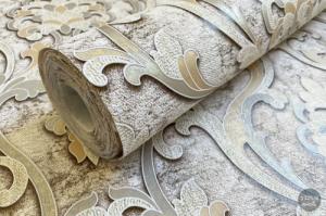 MallDeco Tapeta winylowa model Batista beżowa dekoracja 1325/8, 1,06m x 10,05 m 3