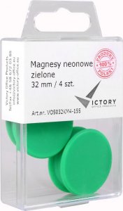 Victory Office Magnesy 32mm VICTORY OFFICE PRODUCTS 5032KM4-155 neonowe zielone 4szt 1