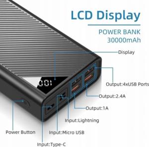 Powerbank Aiko 4xUSB LCD 30000mAh Czarny 3