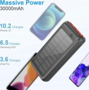 Powerbank Aiko USB-C panel solarny 30000mAh Czarno-pomarańczowy 2