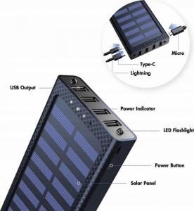 Powerbank Aiko Solarny Latarka 24000mAh Czarny 3