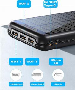 Powerbank Aiko 3xUSB + USB-C 26800mAh Czarny 3