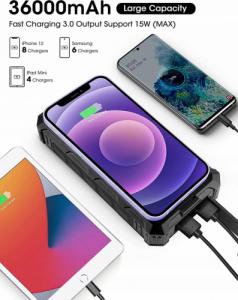 Powerbank Aiko z indukcją i panelem solararnym 36000mAh Czarny 2