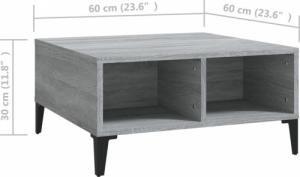 vidaXL Stolik kawowy, szary dąb sonoma, 60x60x30 cm, płyta wiórowa 6