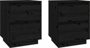 vidaXL vidaXL Szafki nocne, 2 szt., czarne, 40x35x50 cm, lite drewno sosnowe 2