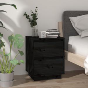 vidaXL vidaXL Szafki nocne, 2 szt., czarne, 40x35x50 cm, lite drewno sosnowe 3