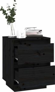 vidaXL vidaXL Szafki nocne, 2 szt., czarne, 40x35x50 cm, lite drewno sosnowe 5