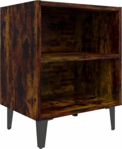 vidaXL vidaXL Szafka nocna, metalowe nóżki, przydymiony dąb, 40x30x50 cm 2
