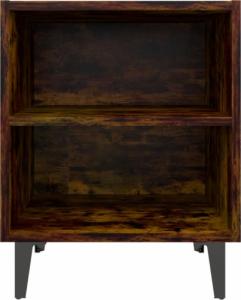 vidaXL vidaXL Szafka nocna, metalowe nóżki, przydymiony dąb, 40x30x50 cm 4