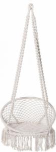 Huśtawka Miloo Home HUŚTAWKA OKRĄGŁA Z FRĘDZLAMI MACRAME 60X70X150H KONSTRUKCJA RATAN NATURALNY, SZNUREK BIAŁY 3